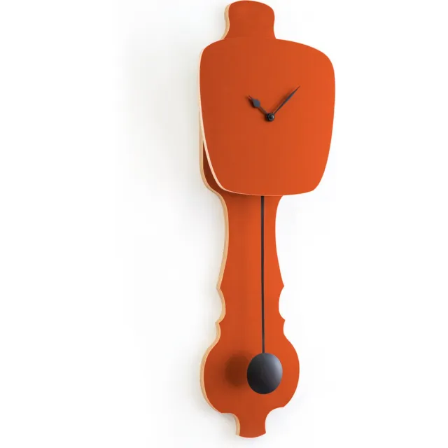 Kloq Wandklok met Pendule - Batterijen Inbegrepen - Wanddecoratie - Quartz Beweging - Niet-Tikkend Batterij Aangedreven - Roest Rood & Diep Zwart - Groot