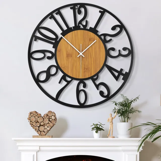 Mee 2ou Grote Wandklok, 40 cm / 16 inch, stil, geluidloos, op batterijen, modern, oversized retro vintage voor woonkamer, slaapkamer en keuken Bruin