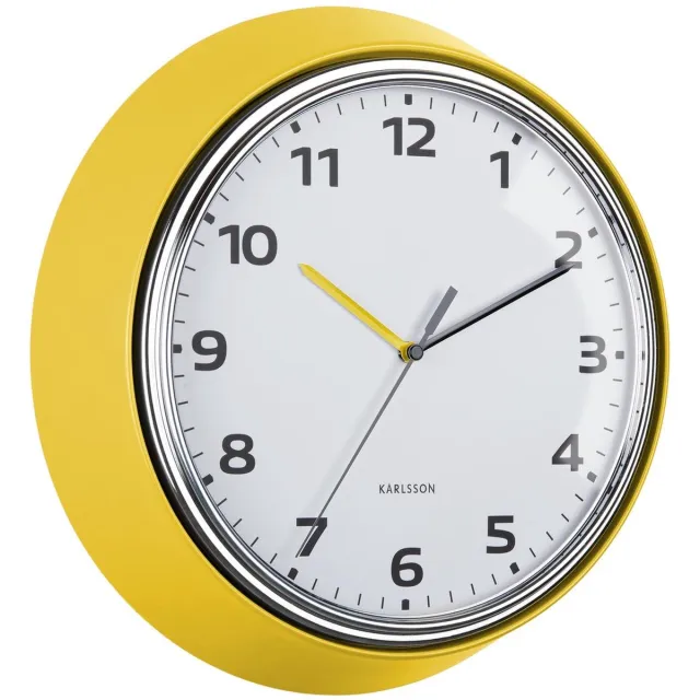 Karlsson Wandklok Modern Retro - Geel - Ø34cm - Wandklok Retro