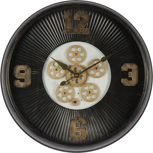 Clayre & Eef Wandklok Ø 60 cm Zwart IJzer