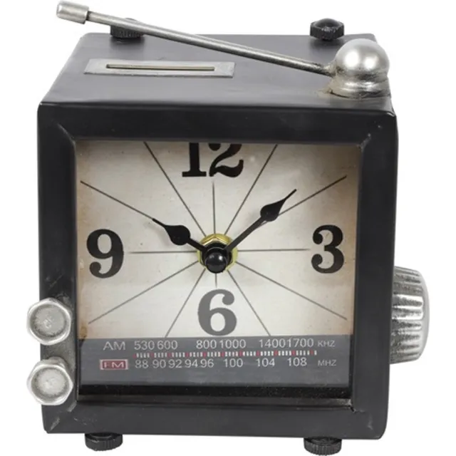 Countryfield Tafelklok Telly metaal L13B13H14,5CM wit/zwart