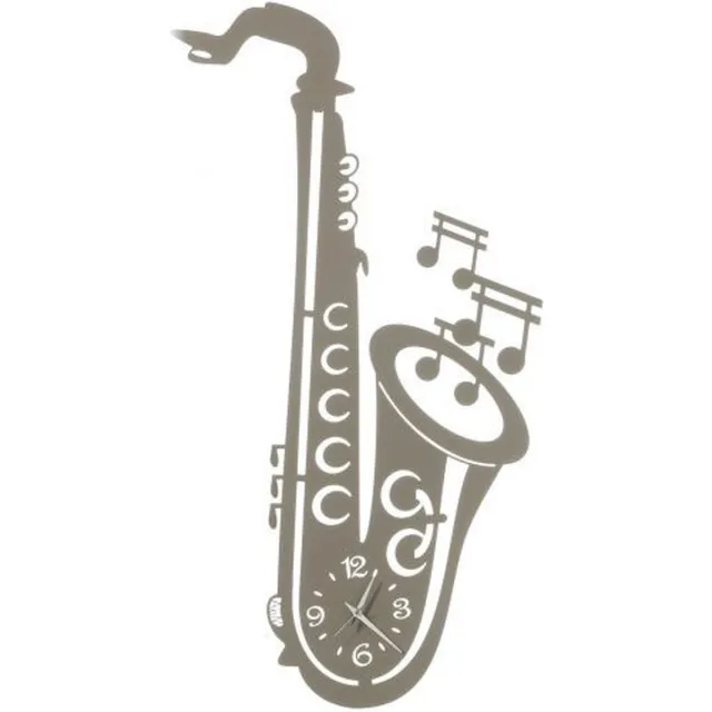 Arti & Mestieri Arti - Mestieri - klok - metalen - wandklok - saxofoon - donkergrijs - Italiaans - Design - handgemaakt