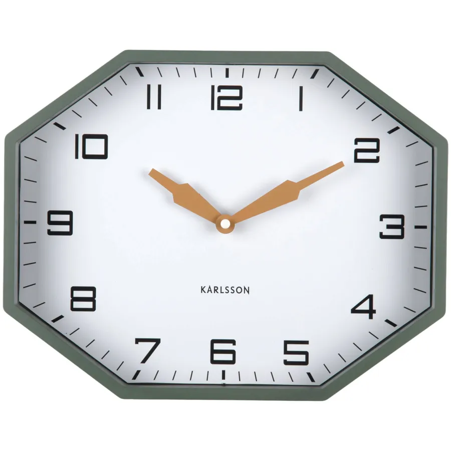Karlsson Modern Factory Octagon wandklok groen