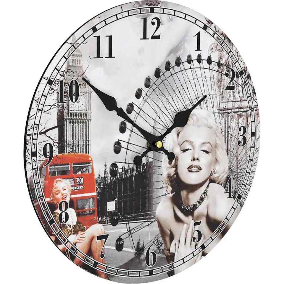 vidaXL Wandklok vintage stijl Marilyn Monroe 30 cm Meerkleurig
