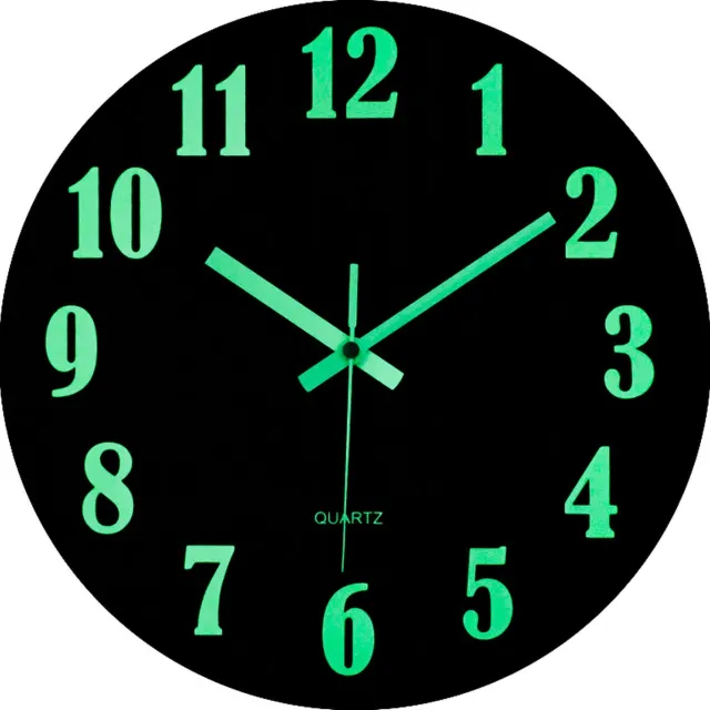 LW collection wandklok glow in the dark 30cm - keukenklok bruin - wandklok zichtbaar in donker - klok lichtgevend - stille klok