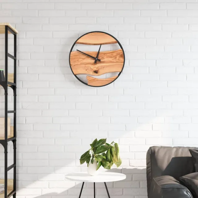 vidaXL Wandklok Ø35 cm ijzer en olijfhout bruin, foto 2