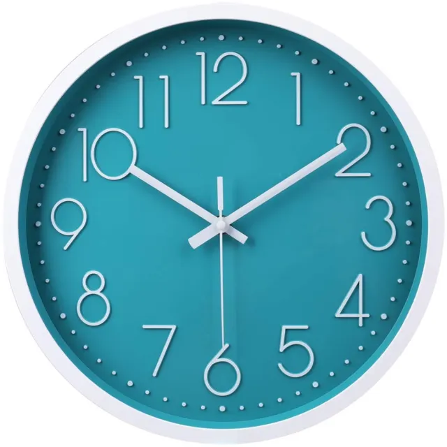 jomparis 30cm Moderne Quartz Stille Turquoise Wandklok Kruipende Seconde zonder Tik - Petrol Wandklok is perfecte decoratie voor woonkamer, kamer, kantoor