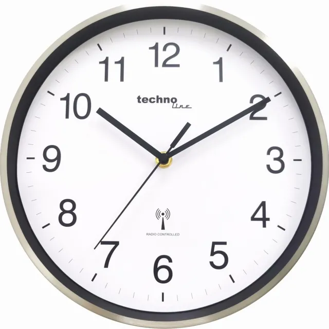 Technoline WT 8925 - Wandklok - Analoog - Quartz - Rond - Glazen lens - Ijzer - Radiogestuurde tijdsaanduiding - Grijs
