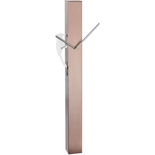 TFA Dostmann Analoge Pendel Picus, 60.3062.51, verchroomde specht, moderne design wandklok, roségoud, (L) 246 x (B) 75 x (H) 653 mm