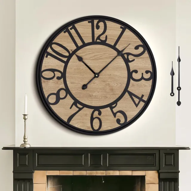 Mee 2ou Grote Wandklok Zonder Tikgeluid, 50 cm / 20 Inch Stille Houten Vintage Wandklok Retro Batterijgevoed Modern Voor Woonkamer Slaapkamer, Keuken, Boerderij, Kantoordecoratie