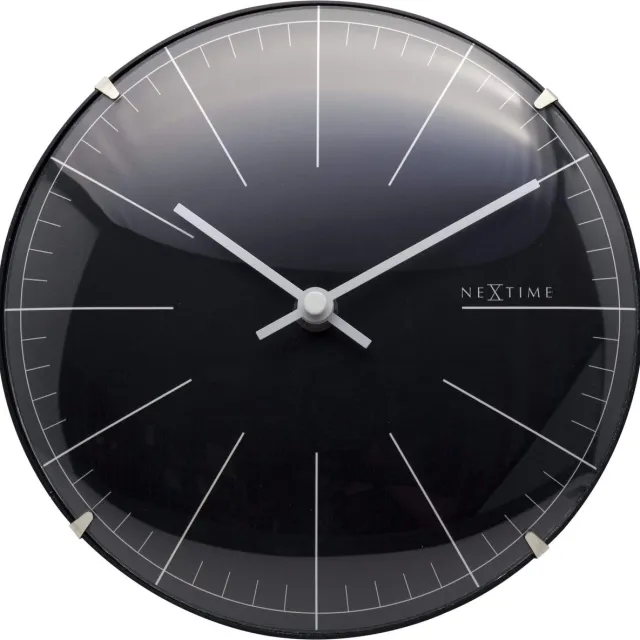 NeXtime Big Stripe Mini Dome – Wandklok/Tafelklok – 20 cm – Glas – Zwart