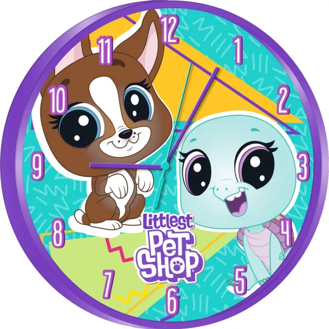 Littlest Pet Shop wandklok 25 cm van kunststof voor kinderen - Kinderkamer decoratie accessoires bonte kleuren