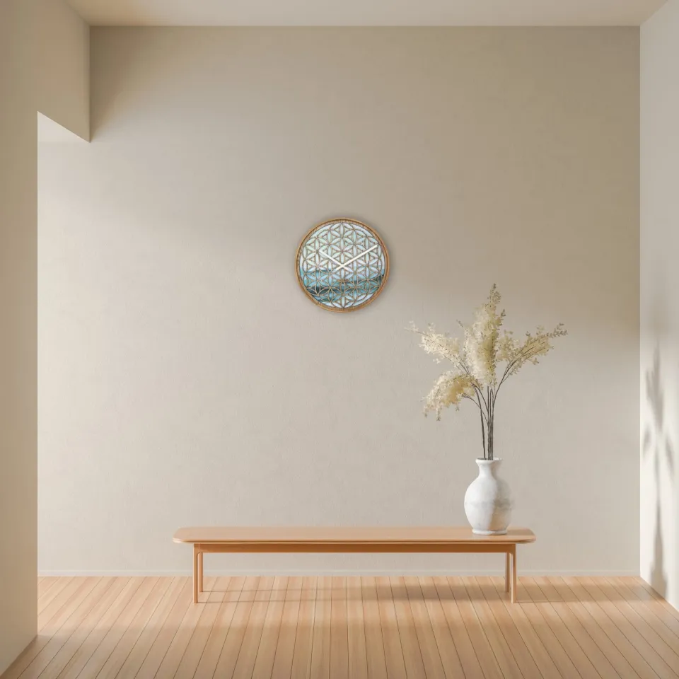 Nextime Wandklok 40 cm - Geruisloos - Groen - Hout - "Concord", foto 6