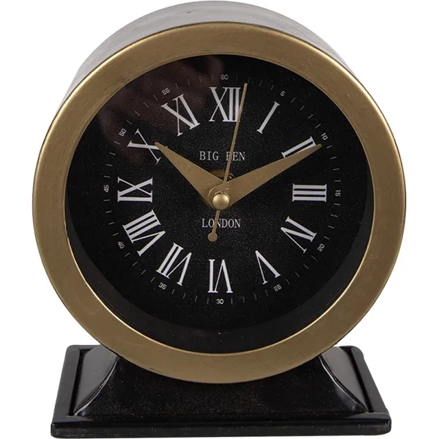 Clayre & Eef Tafelklok 14 cm Zwart IJzer