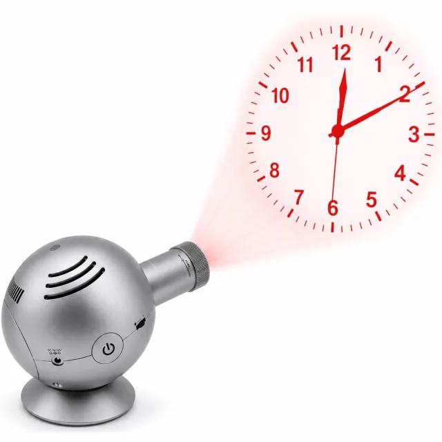 Balance Time Projectieklok LED – Analoge Projectieklok – Tafel- of Plafondmontage – Instelbare Helderheid – Inclusief Kleurfilters – Zilver