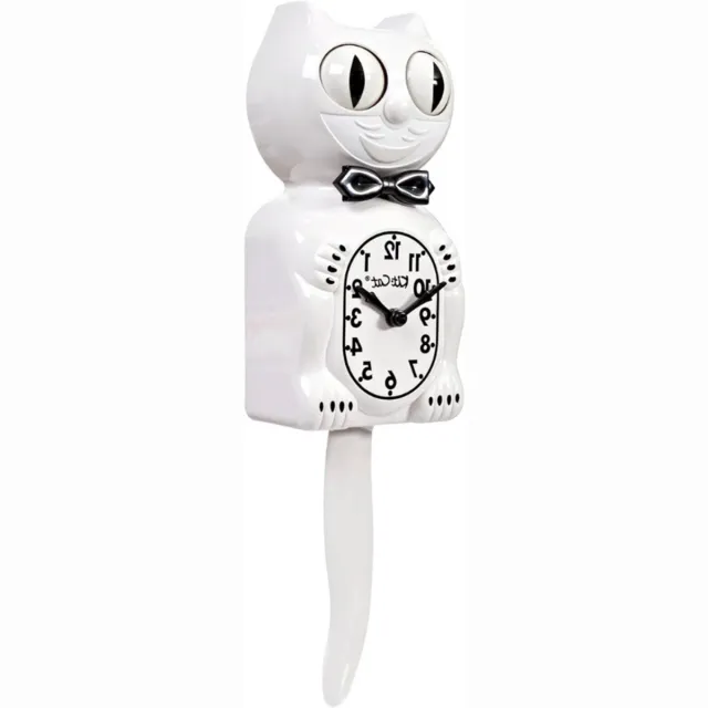 BOG Limited Edition Witte Retro Kat Klok - Iconische Wandklok Met Bewegende Ogen En Staart - Batterij Aangedreven - Unieke Moderne Wanddecoratie - Made In USA - Perfect Cadeau