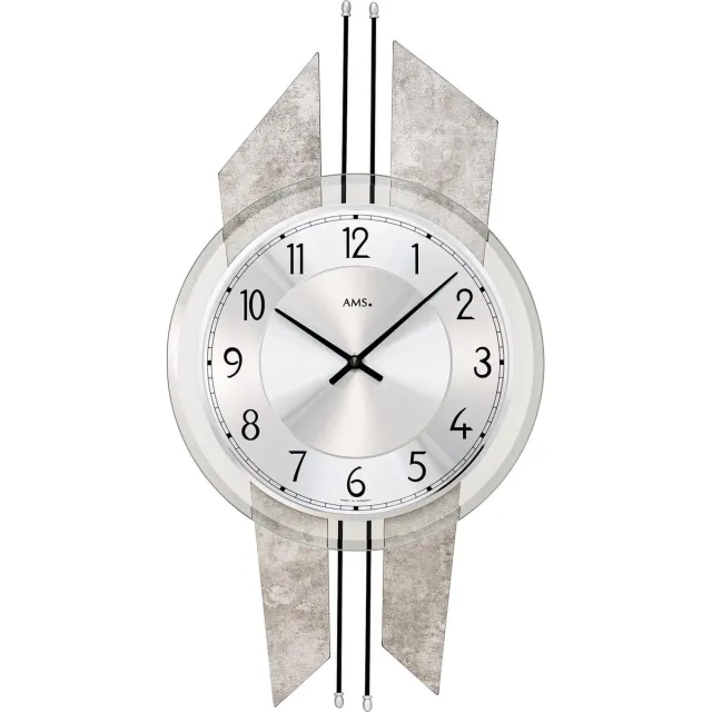 AMS moderne houten/metalen wandklok met quartz-uurwerk zwart, bruin, beige
