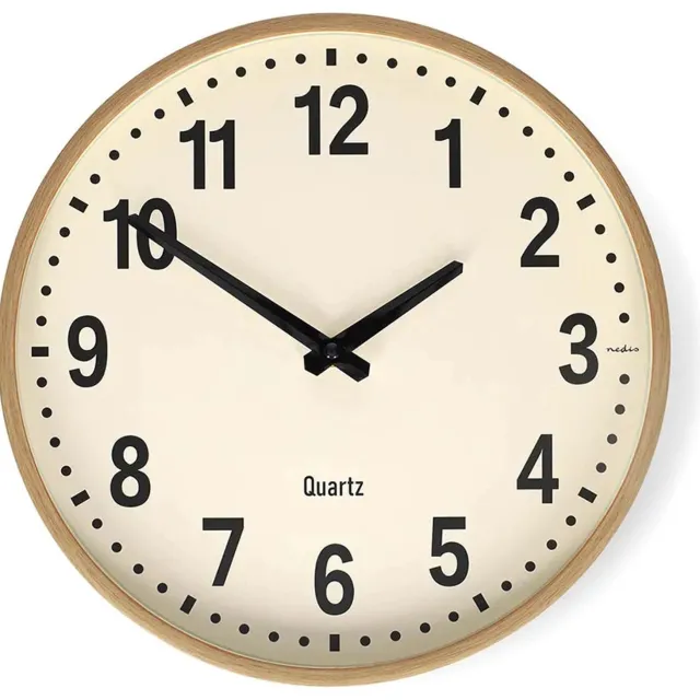 Nedis Wandklok - Modern - Diameter 30 cm - Stil Uurwerk - Hout