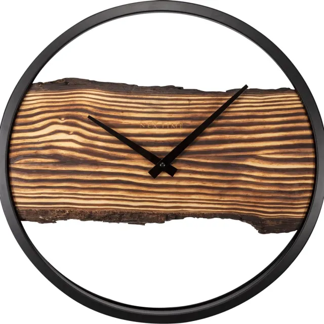 NeXtime Forest Large – Wandklok – 45 cm – Hout/Metaal – Bruin – Stil