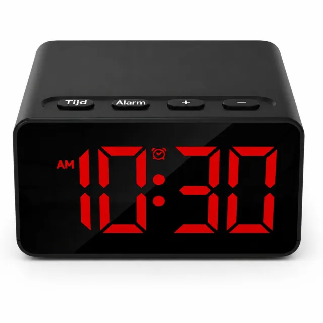 Luxime Digitale Wekker - Slaapkamer - Klok - Alarmklok - Dimbaar Display - Zwart