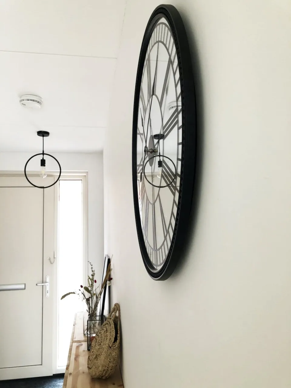 Nextime Wandklok - 56 cm - Spiegel - 'Cleopatra-spiegel' zwart, foto 5