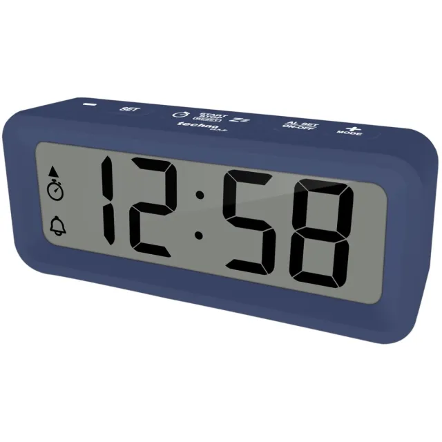 Technoline WT 175 - Wekker - Digitaal - Alarm - Snooze - Datumaanduiding - 12/24 - Luchtvochtigheidaanduiding - Binnentemperatuur - Batterij indicator -Rechthoek - Blauw - 88x37x21