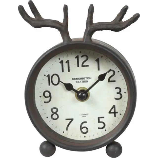 Countryfield Tafelklok Deer metaal L4,5B10,5H13,5CM wit/zwart