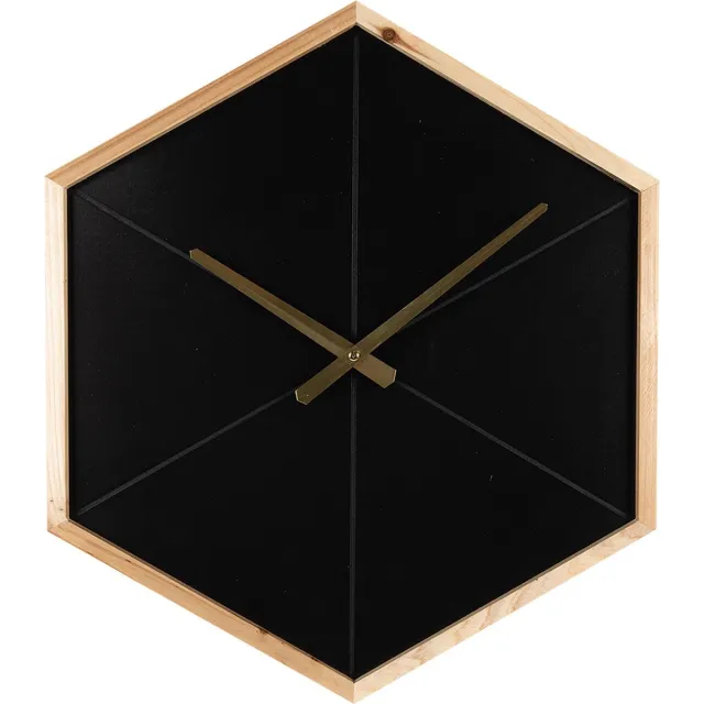 Clayre & Eef Wandklok 50 cm Zwart Bruin Hout