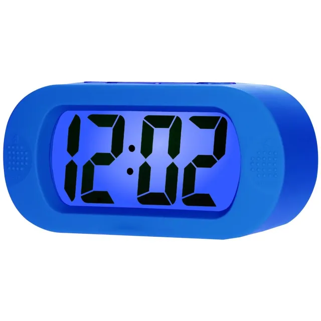 longziming Digitale Kinderwekker met Snooze en Nachtlicht – Groot LCD-Scherm- Schokbestendige Siliconen Hoes- Compact en Lichtgewicht- Kleur Blauw
