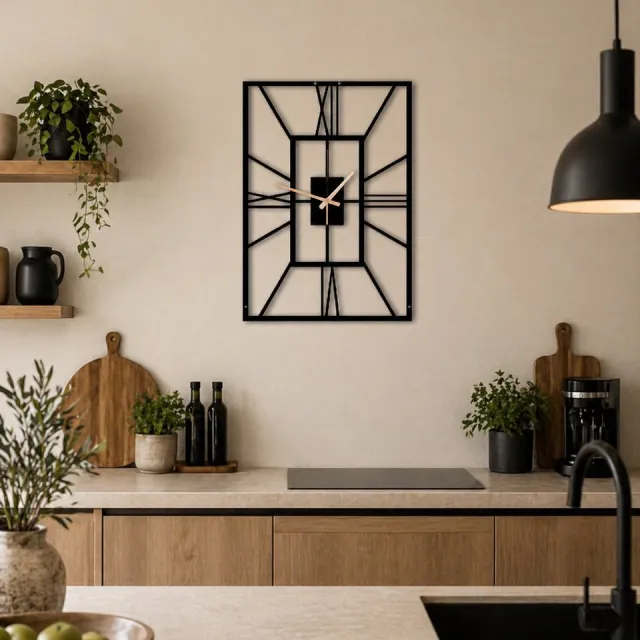 WallArtStore Wandklok Metaal-Wandklok Staal-Wanklok Modern-Wandklok Industrieel-Stil Uurwerk-Gepoedercoat zwart