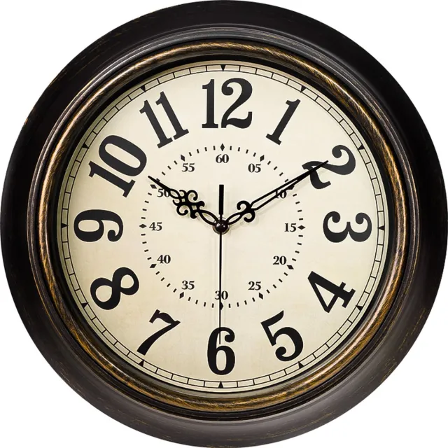 UDUTCH Wandklok - Stil Uurwerk - Klassiek Design - Diameter 35 cm - Wandklok industrieel - Vintage Zwart/Bruin