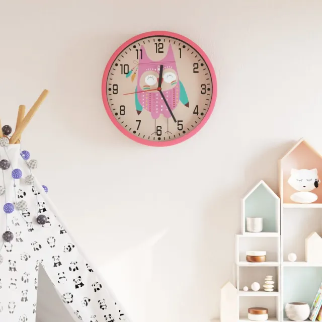 vidaXL Wandklok Ø25,5 cm polystyreen en glas roze, foto 2