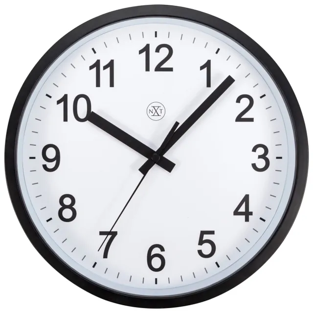 Nextime Wandklok 25,5 cm - Stil - Kunststof - "Robuust" Wit