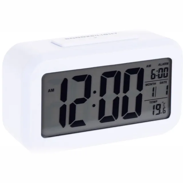 Segnale Digitale Wekker - Grote Cijfers – Alarmklok- Wit - Snooze -Kalender- Temperatuur-Batterijen