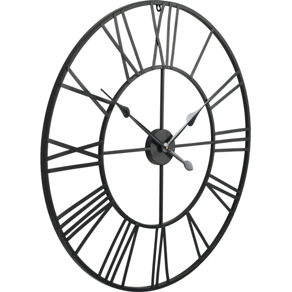 vidaXL Wandklok vintage-stijl met quartz-mechanisme XXL 80 cm metaal Zwart