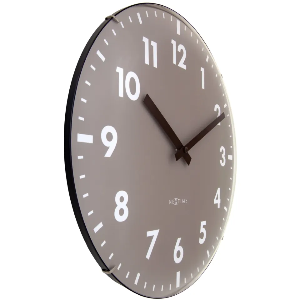 Wandklok 35 cm met koepelglas - geruisloos - glas - NeXtime 'Duomo' khaki, foto 3