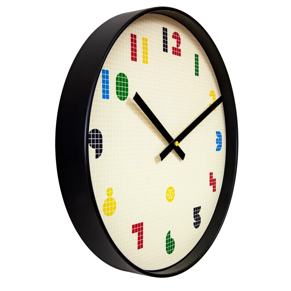 Nextime Wandklok 35 cm - Stil - Zwart/Multikleurig - ABS - nXt 'Bit', foto 2