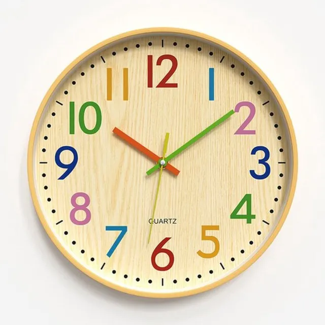 Mrilary Kleurrijke Wandklok Met Cijfers, Educatieve Klok, Geruisloze Wandklok Voor Kinderen (Tikt Niet), Klok Met Kleurrijke Arabische Cijfers, Decoratieve Klok Voor De Kinderkamer Of Slaapkamer,De giften van kinderen, de decoratie van de kinderkamer Multi-coloured