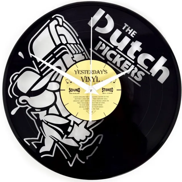 The Dutch Pickers Vinyl Klok Dutch Pickers - Gemaakt Van Een Gerecyclede Plaat Zwart