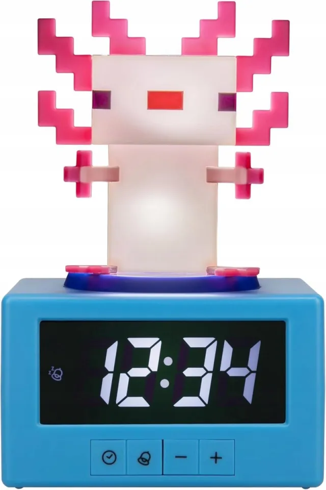 Paladone Minecraft Axolotl Digitale Wekker met Nachtlampje voor Kinderen Roze