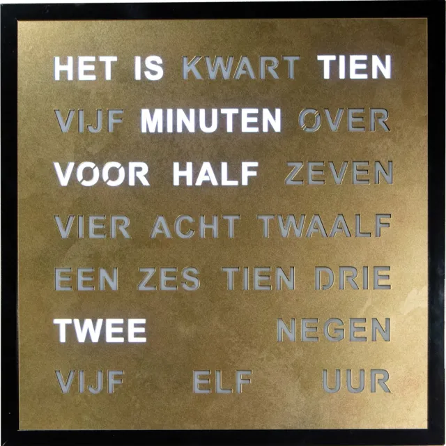 Intertime Woordklok | Wandklok | 40x40 | Goud | Nederlands