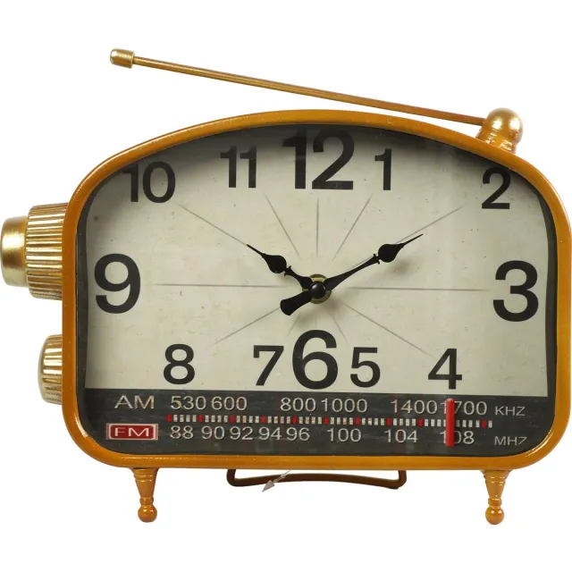 Countryfield Tafelklok Elroy in radio vorm 26 x 20,5 cm Cognac