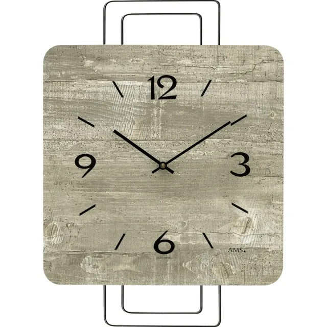 AMS Moderne houten wandklok AMS 9693 Grijs
