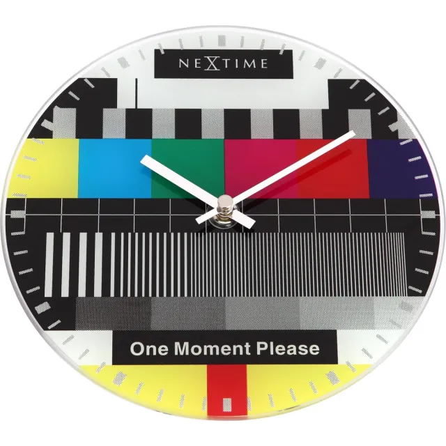 NeXtime Little Testpage - Tafel Klok - Stil Uurwerk - Testbeeld - Rond - Glas - Ø20 cm - Multicolor Bont