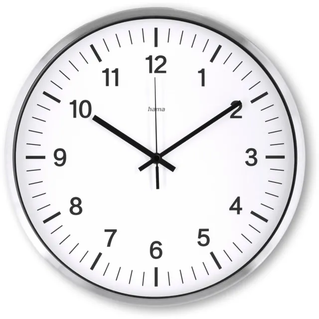Hama wandklok- Java- Geluidsarm- Zilver Zwart