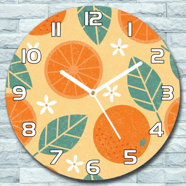 Coloray Wandklok - Citruswereld Glazen Wandklok - 30fi cm - Oranje Wandklok - Wandklok Ronde - Wandklok Klassiek - Wandklokken Woonkamer - Stille Wandklok