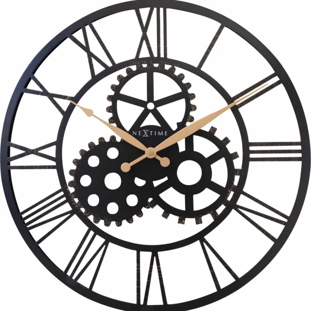 Nextime Grote industrial wandklok - 50cm - Stil - Metaal - Birmingham zwart