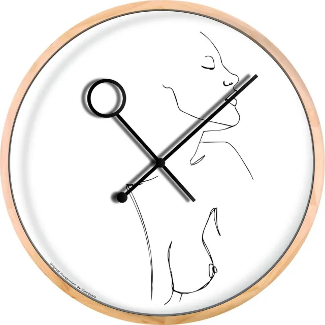 Cloudnola Girl Wall clock 42 cmTessa Roosenstein - Line Art Klok wit