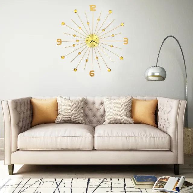 vidaXL Wandklok 70 cm metaal goudkleurig, foto 2