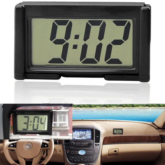 OUTARO Mini digitale autoklok met zelfklevende achterkant -compacte autoklok voor op het dashboard -kleine digitale klok -Mini Car Clock - Kleine Digitale Klok - Mini Klok voor Auto - Dashboard - Bureau - Tafel - Badkamer - Zwart